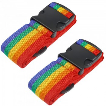Heavy Duty Luggage Straps for Suitcases Packing Belts Travel Accessories Adjustable Bag Strap 2 Pack Rainbow