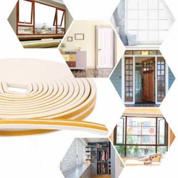 Sealing Tape for Doors and Windows, 12 m, D-Profile, Door Seal, Self-Adhesive, Waterproof Sealing Strips, Rubber Seal, Window Gaps Against Cold Draughts, Sound Insulation Strips, Foam Tape, Brown