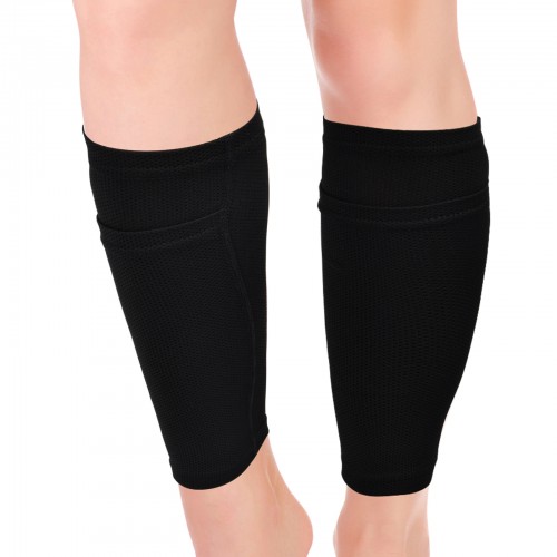 Football Shin Guard Socks Sleeves Double Layer Shin Pads with Mesh Breathable Design Shin Pad Sleeve for Football Games Beginner Or Elite Athlete - Children Teenagers Boys Girls Men Women